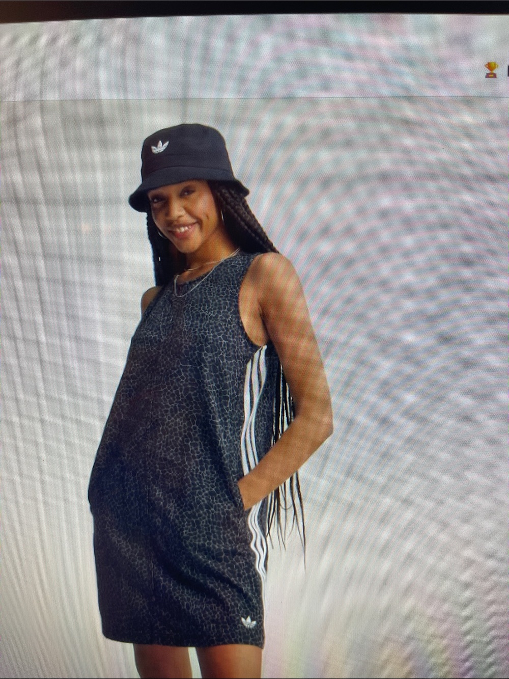 adidas Black and White and Grey AOP Dungaree Denim dress